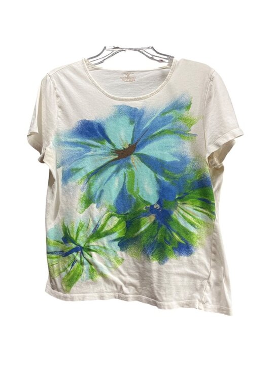 Jones New York Tops - Jones New York Sport White Floral T-Shirt With Blue & Green Design Womens XL 40c